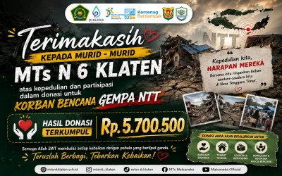 MTs Negeri 6 Klaten Salurkan Donasi Peduli Korban Gempa Nusa Tenggara Timur