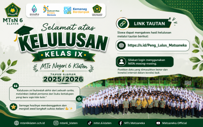 MTs Negeri 6 Klaten Siap Umumkan Kelulusan Siswa Kelas IX Secara Online